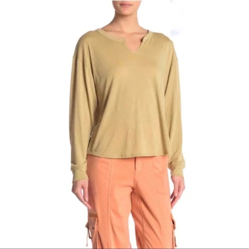Free People Vixen Split Neck T-Shirt